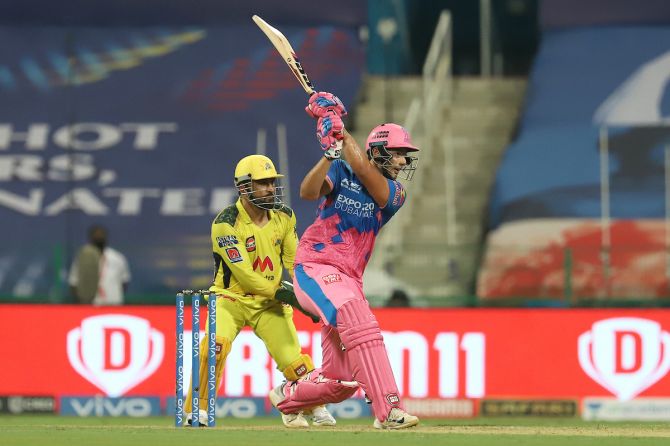Shivam Dube clobbered 4 fours and as many sixes during his match-winning 64 off 42 balls against Chennai Super Kings, in Abu Dhabi, on Saturday.