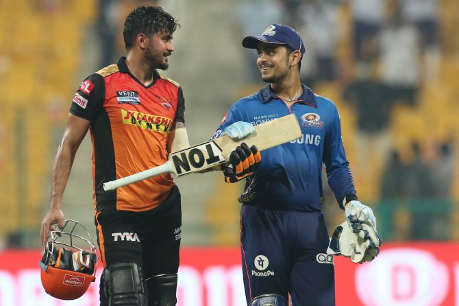 Sunrisers Hyderabad's Manish Pandey and Mumbai Indians's Ishan Kishan were the star performers for their respective teams in Friday's concluding round-robin match in the Indian Premier League in Abu Dhabi.