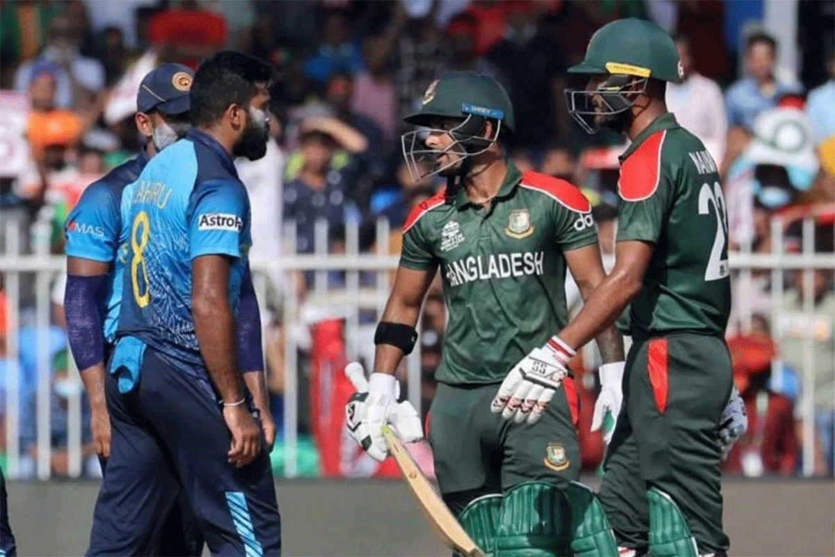 Sri Lanka's Lahiru Kumara and Bangladesh batter Liton Das had to be separated by other players and umpires when they got into an altercation during their T20 World Cup match on Sunday