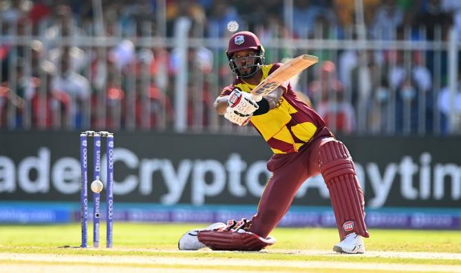 Roston Chase bats during his 46-ball 39.