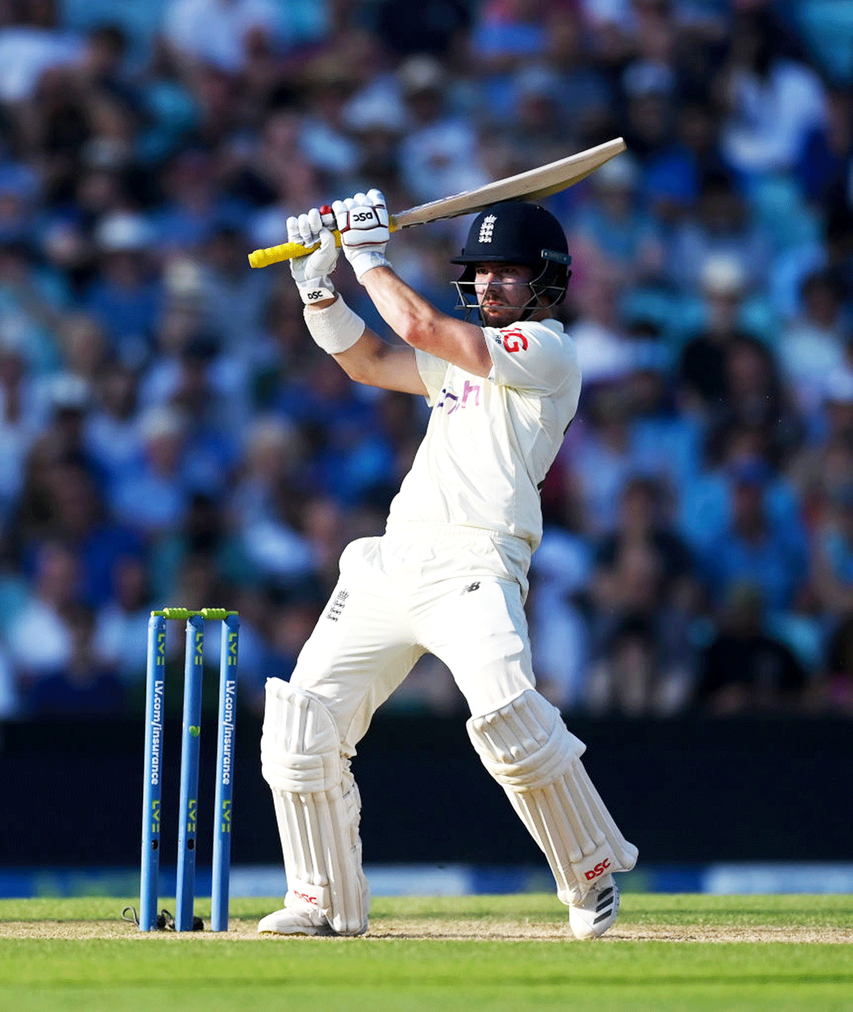 Opener Rory Burns bats during England's second innings.