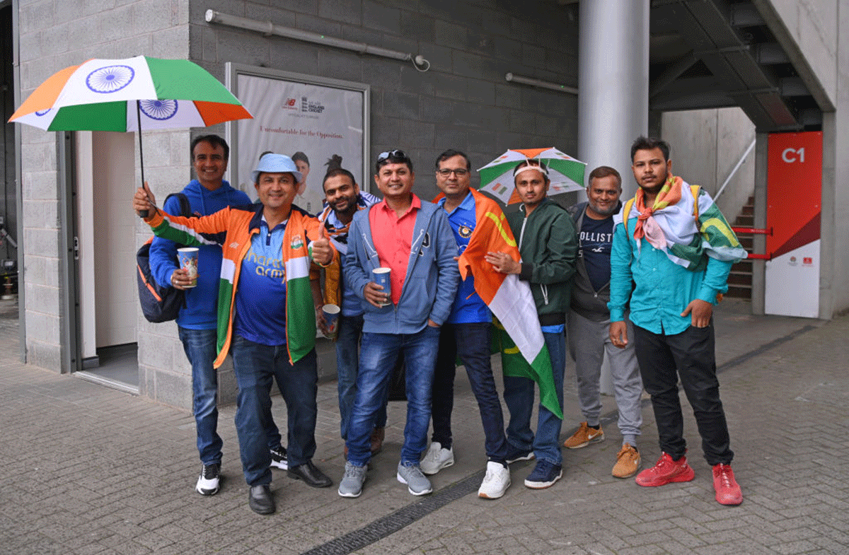 Indian fans pictured inside the Emirates Old Trafford stadium after the cancellation of the fifth Test between England and India on Friday. 