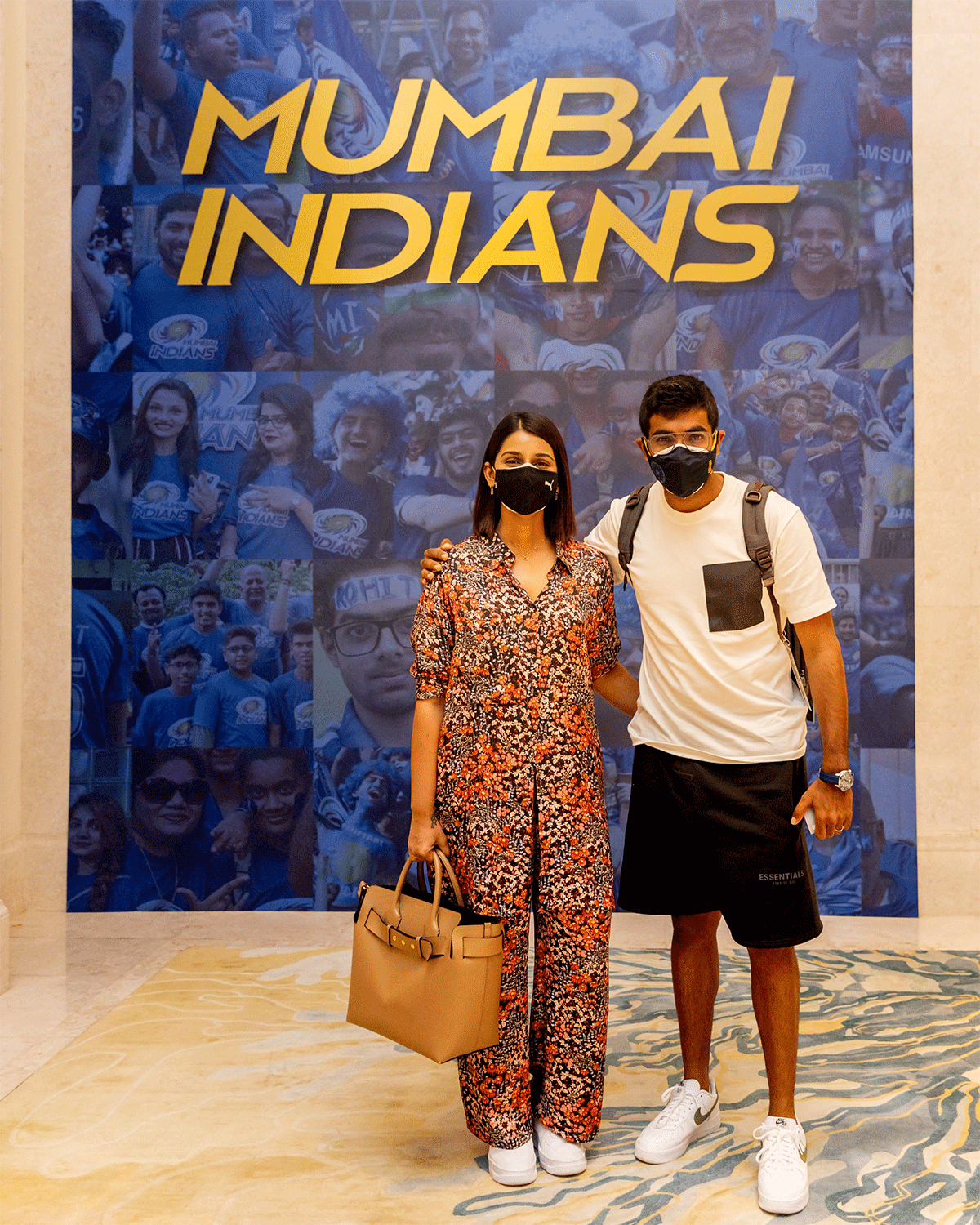 Jasprit Bumrah and wife Sanjana Ganesan at the team hotel