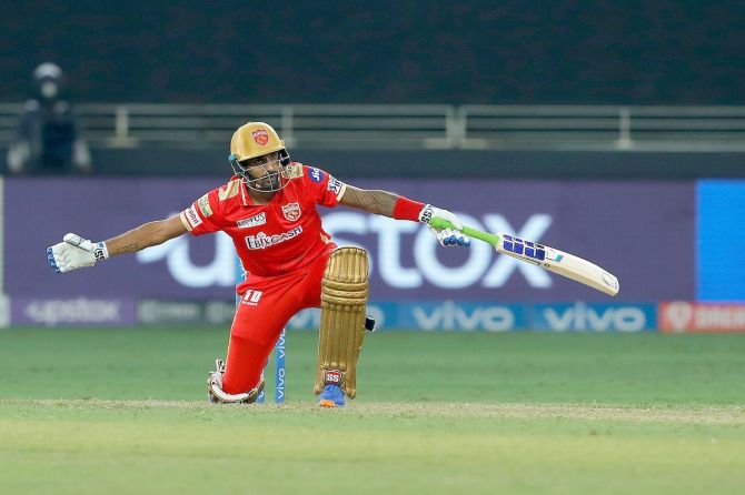 Punjab Kings batsman Deepak Hooda reacts after edging the ball during the Indian Premier League match against Rajasthan Royals, at the Dubai International Stadium in the UAE, on Tuesday.