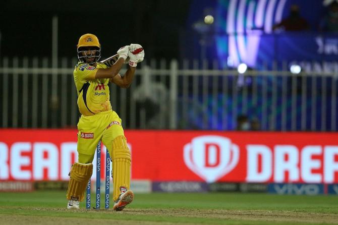 Ruturaj Gaikwad bats during his 26-ball 38 that laid the platform for Chennai Super Kings's chase.