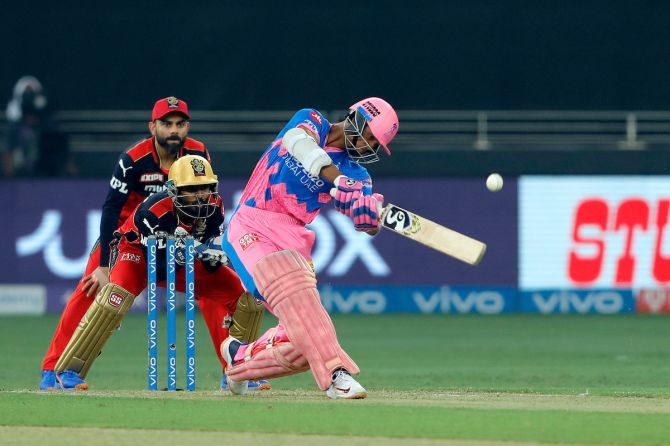 Rajasthan Royals opener Yashasvi Jaiswal pulls one to the boundary during his breezy 31 off 22 balls.