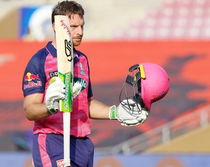 Jos Buttler celebrates his century