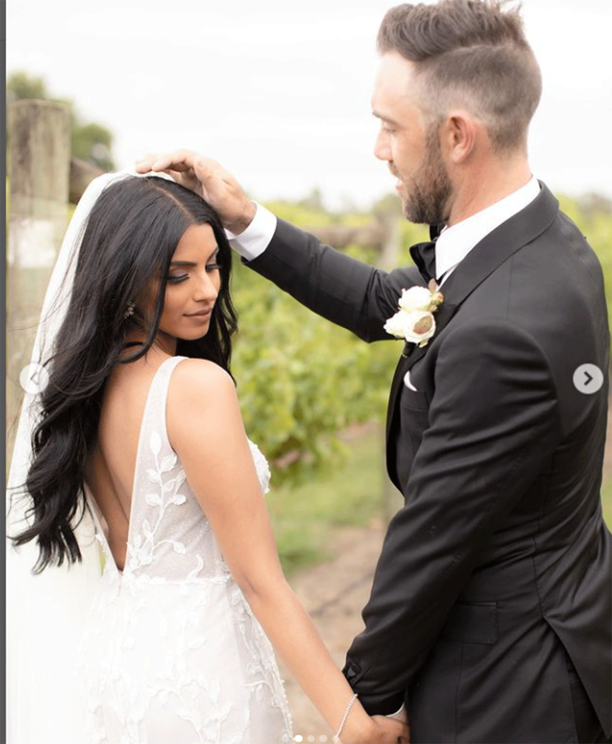 Vini Raman and Glex Maxwell on their wedding day