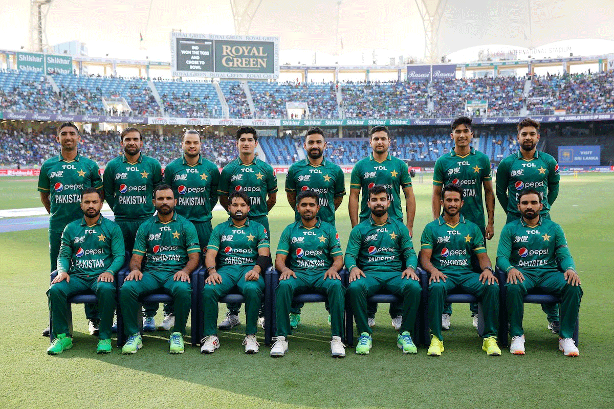 Pakistan players sporting black armbands ahead of their opening Asia Cup match against India