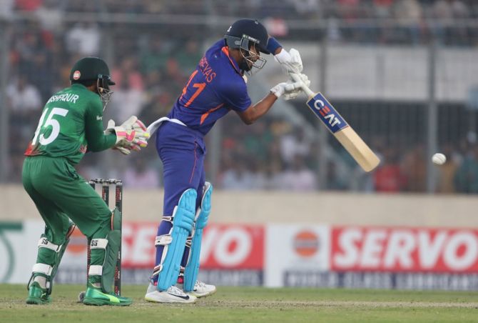 Shreyas Iyer bats during the second ODI.