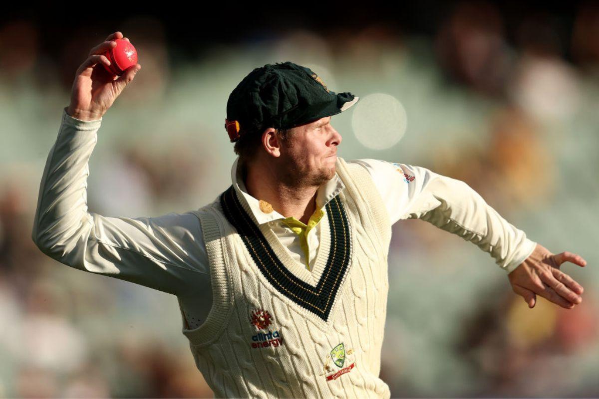 Steve Smith of Australia fields the ball