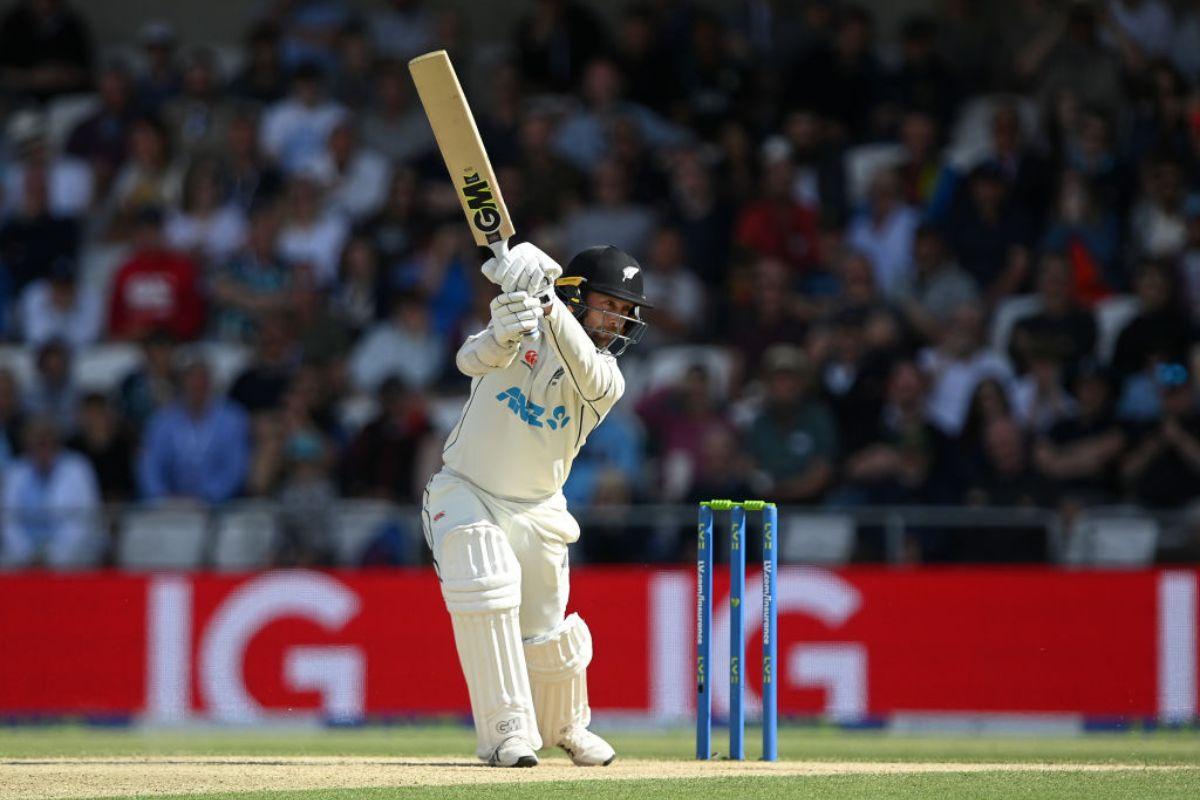 Devon Conway of New Zealand hits runs