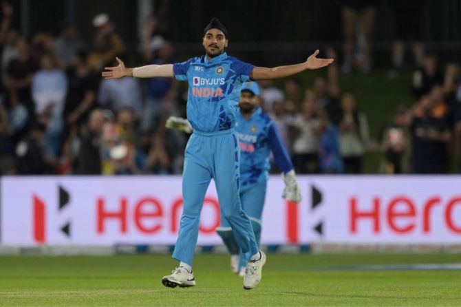 Arshdeep Singhof India celebrates a wicket