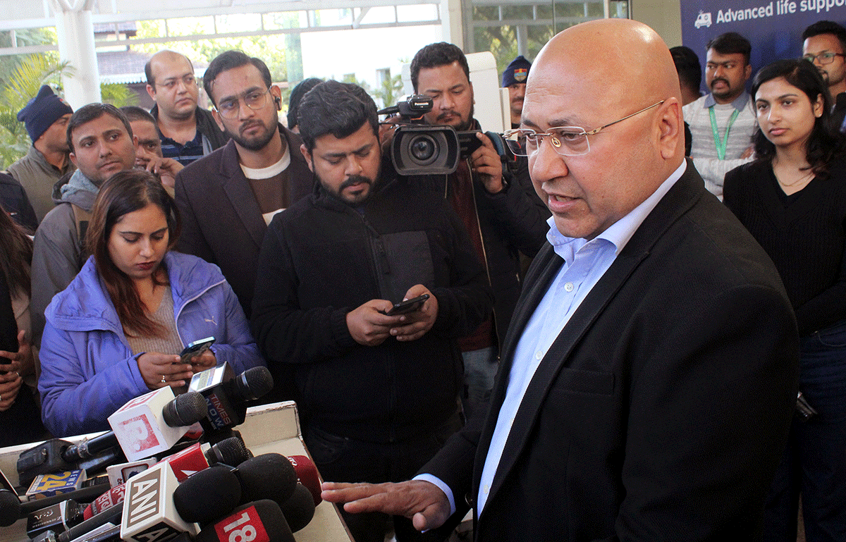 Shyam Sunder Sharma, Director of Delhi & District Cricket Association (DDCA) speaks to the media as he arrived at Max Hospital to meet cricketer Rishabh Pant on Saturday