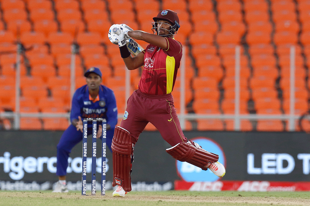 West Indies captain Nicholas Pooran scored  a fighting 34 before being dismissed by Kuldeep Yadav