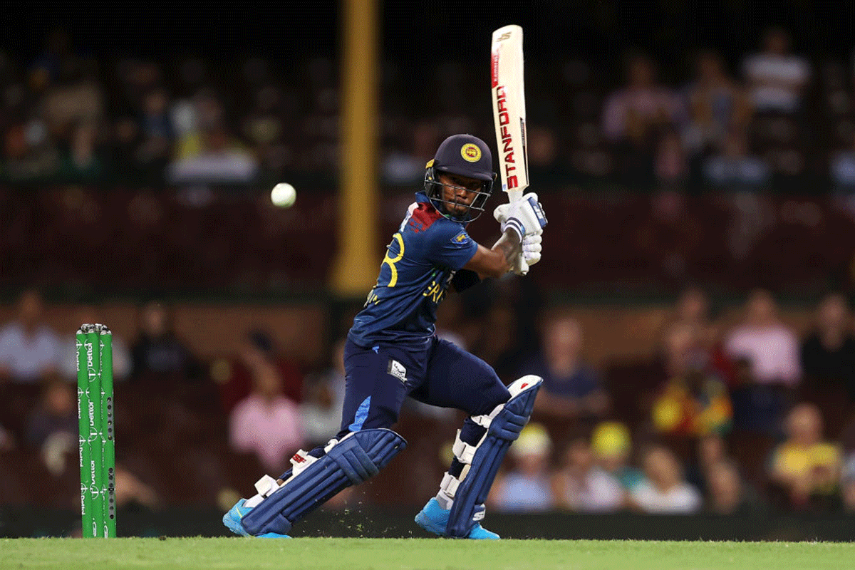 Pathum Nissanka of Sri Lanka bats during game two in the T20 International series against Australia at Sydney Cricket Ground on Sunday. Nissanka had slammed a 53-ball 73 but couldn't stop Australia from notching up a win via super over. 