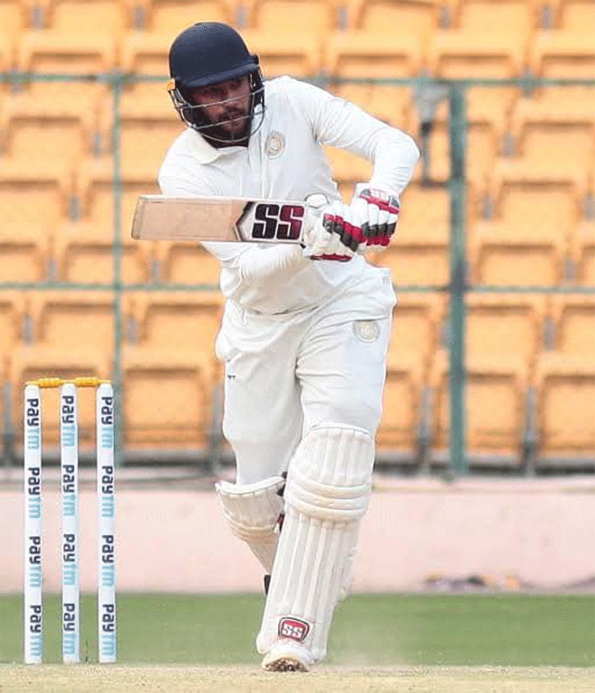 Saurashtra's wicket-keeper batsman Sheldon Jackson scored 61 runs against Mumbai in Rajkot on Saturday