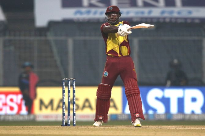 Rovman Powell hit 2 fours and as many sixes during his 25	off 14 balls.