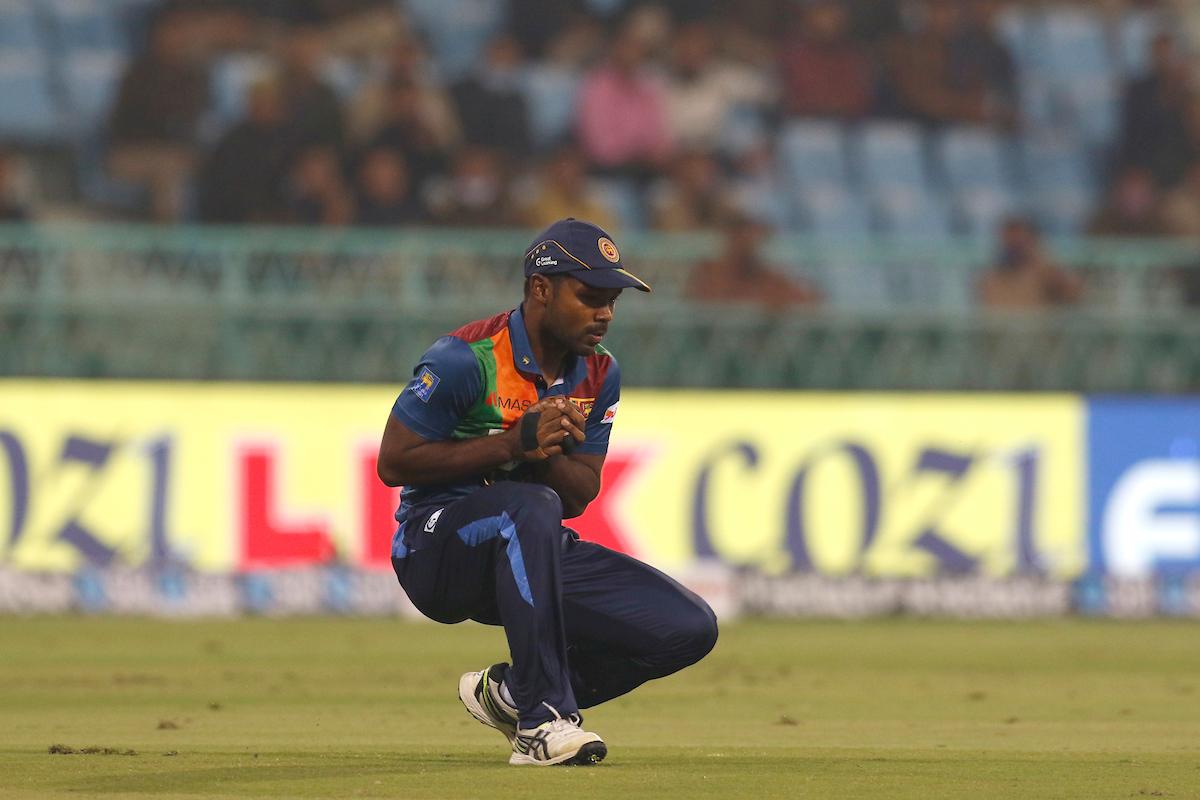 Janith Liyanage takes the catch to dismiss Ishan Kishan.