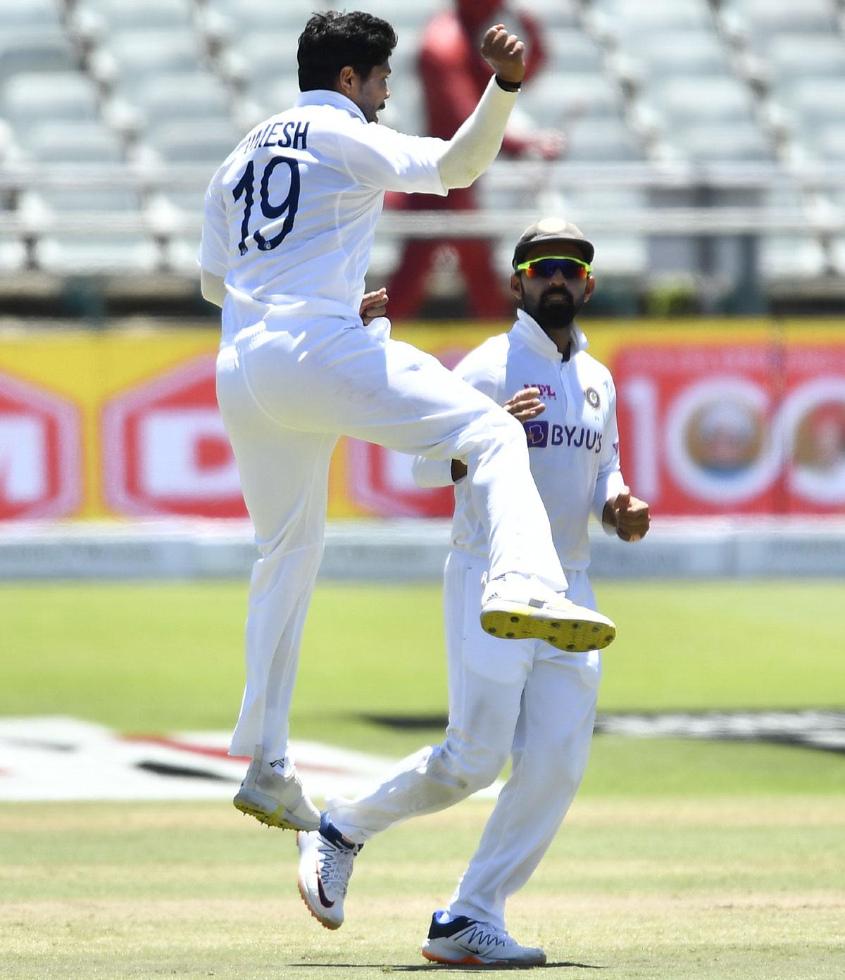 Pacer Umesh Yadav is ecstatic after dismissing Rassie van der Dussen.