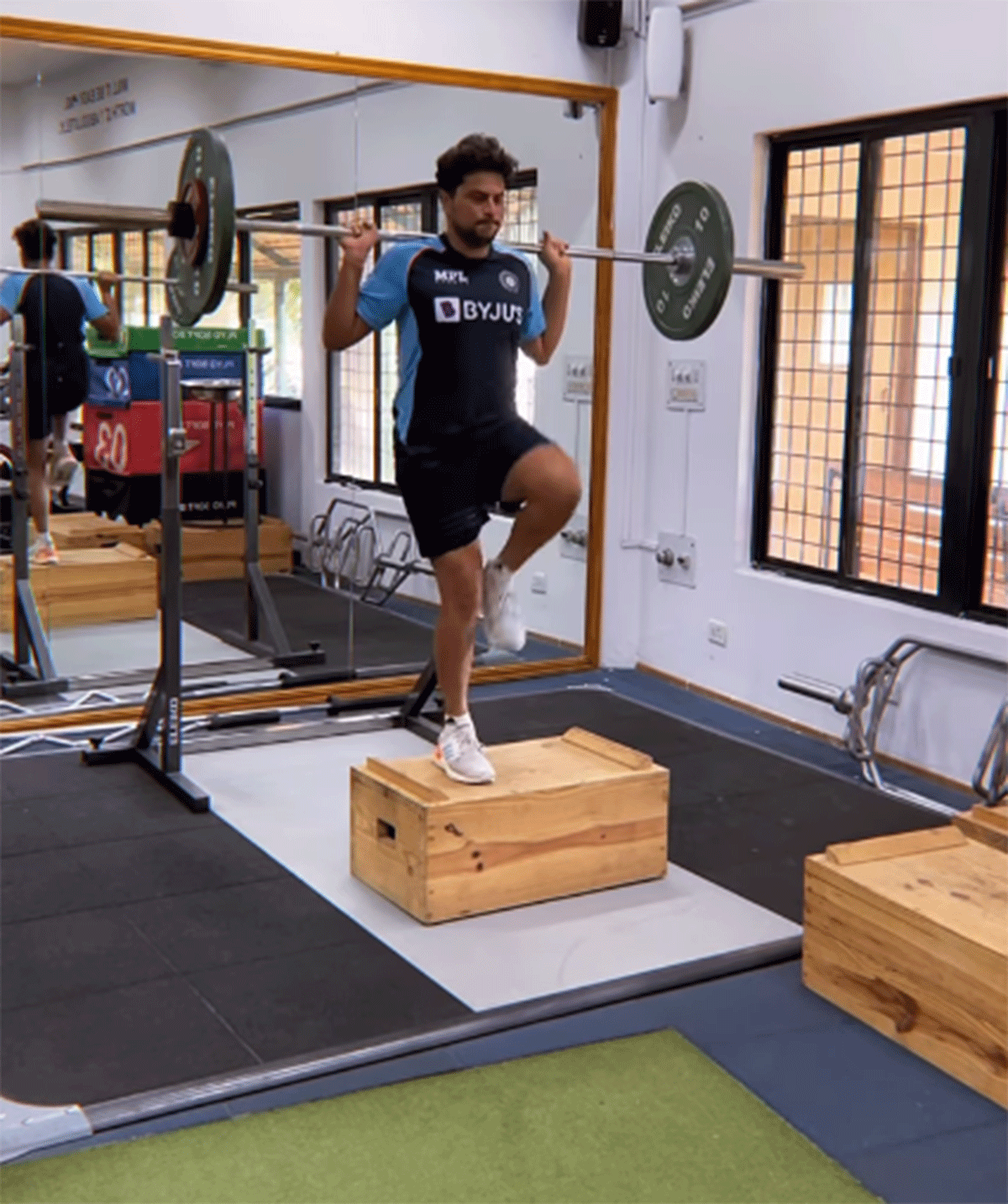 Kuldeep Yadav at a fitness session