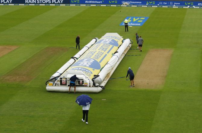 The covers come on during a rain break.