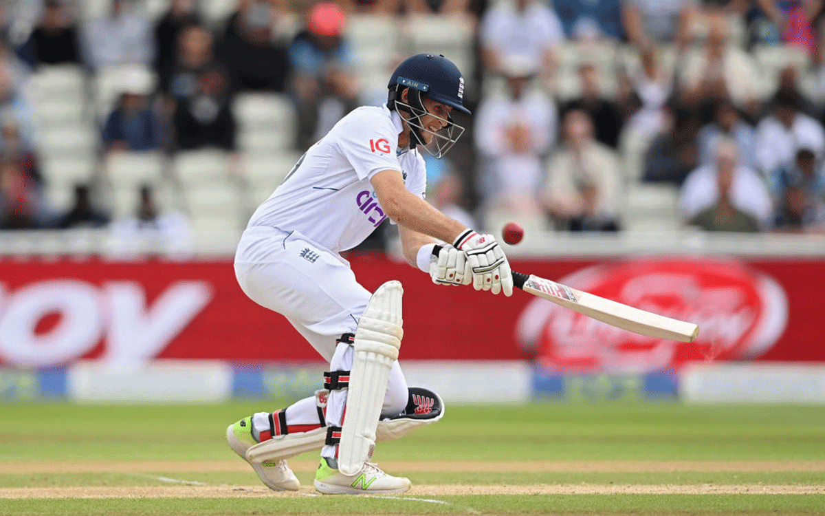 Joe Root scoops the ball for a six 