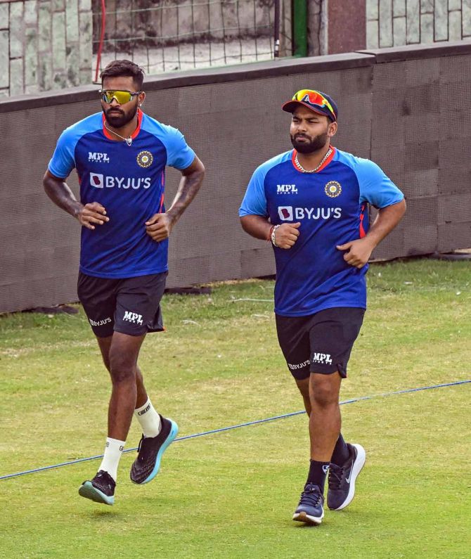 Hardik Pandya and Rishabh Pant. Hardik is the captain for the upcoming T20 series against Sri Lanka starting on Wednesday