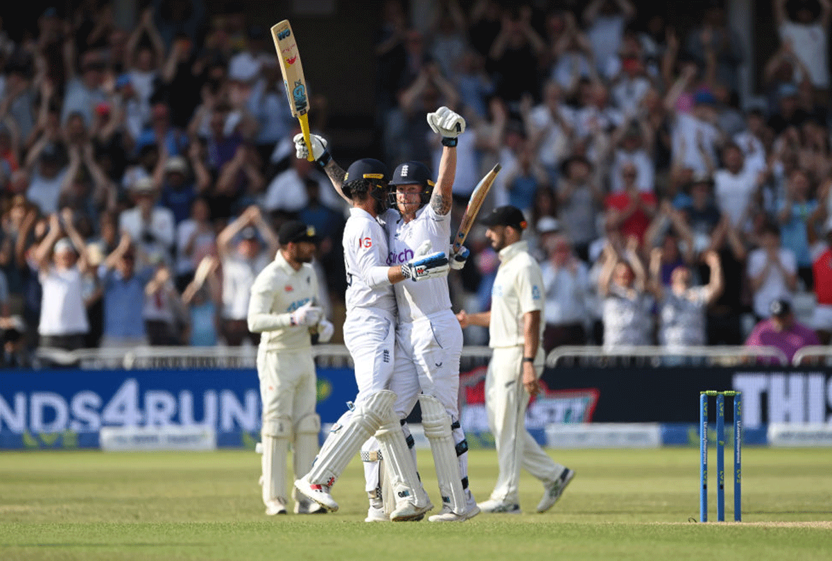 England captain Ben Stokes celebrates scoring the winning runs