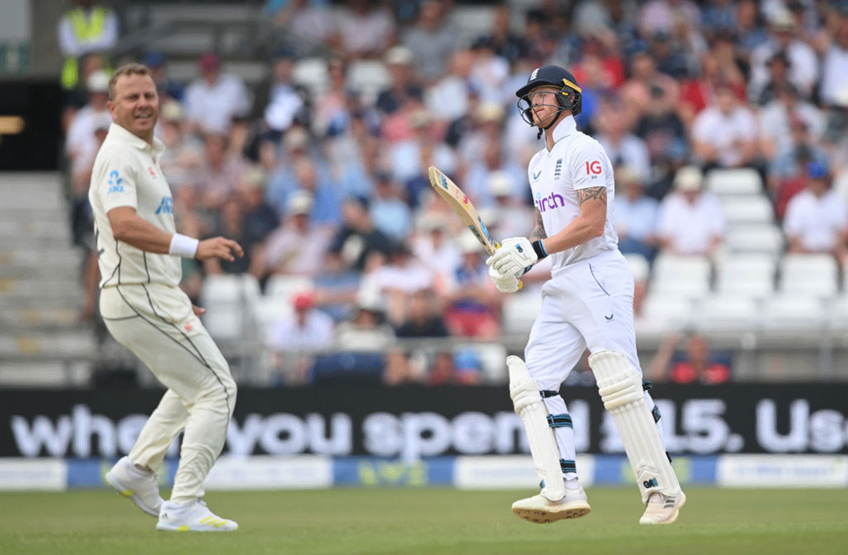 England captain Ben Stokes reacts after loosing his wicket to Neil Wagner 