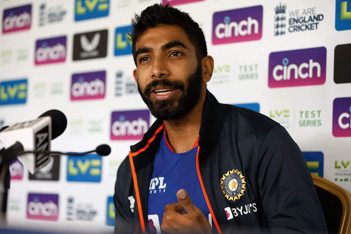 India's stand-in captain Jasprit Bumrah speaks at a press conference at Edgbaston, Birmingham, on Thursday 