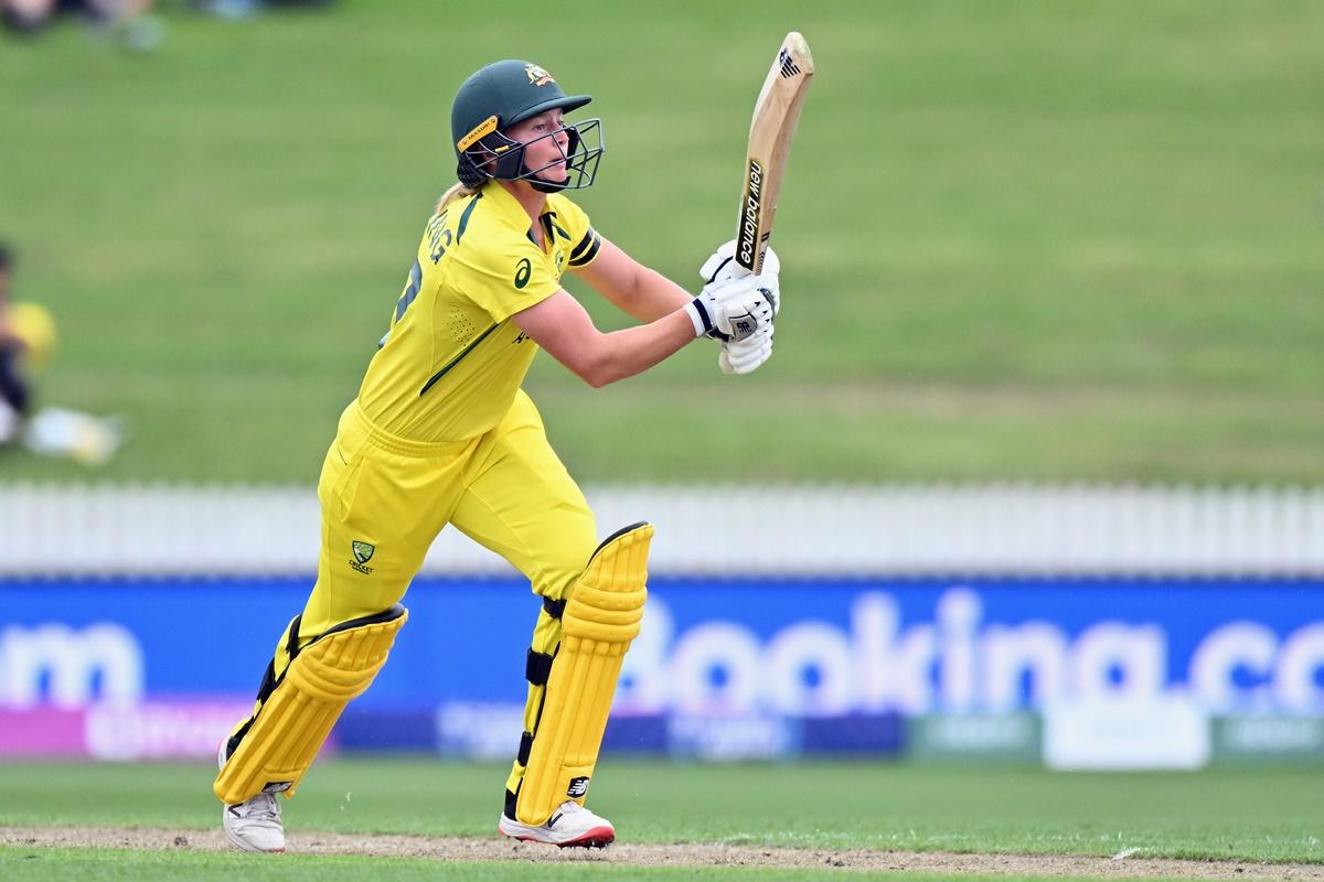 Australia's Meg Lanning bats during her 196-run stand with Rachael Haynes.