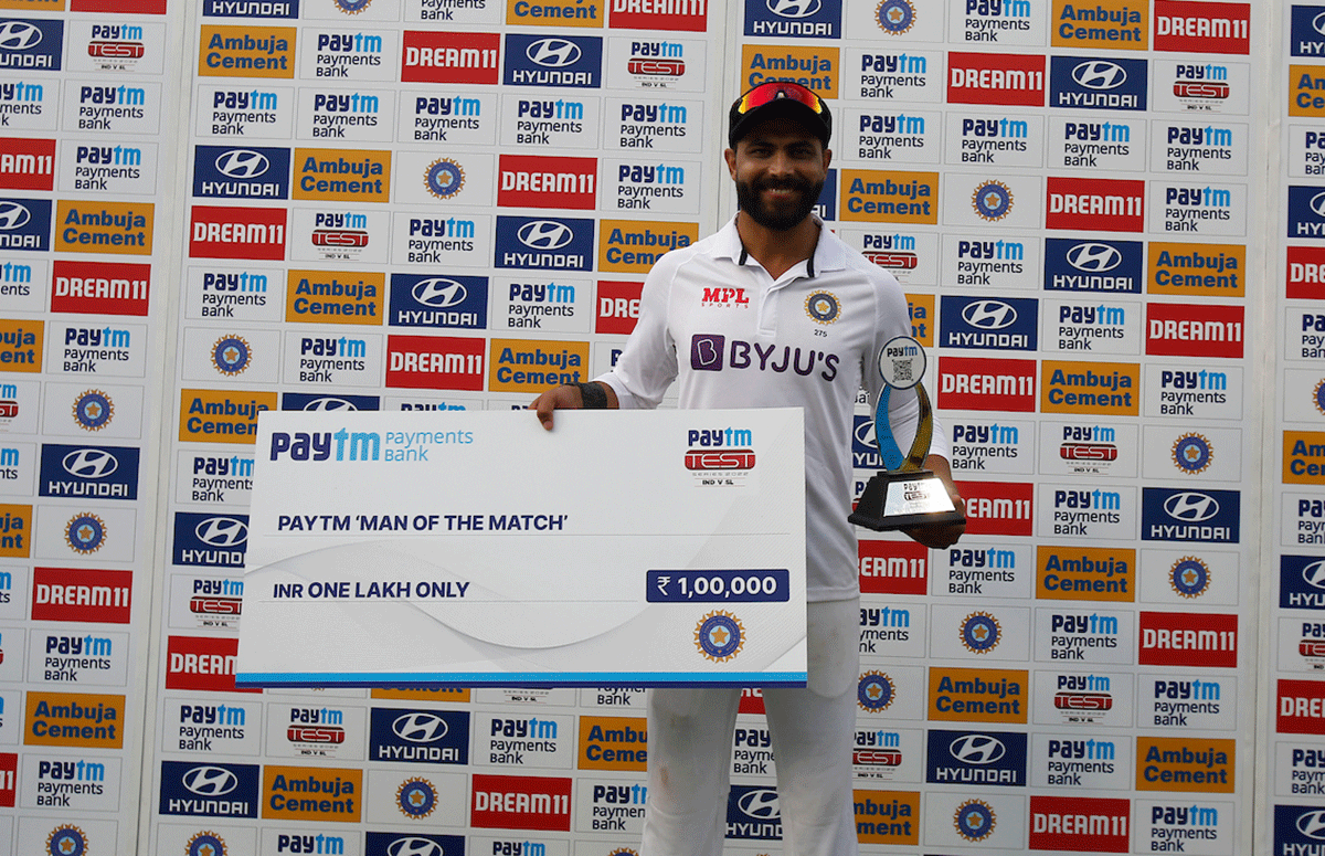 Ravindra Jadeja was named man-of-the-match for his all-round show in the opening Test against Sri Lanka