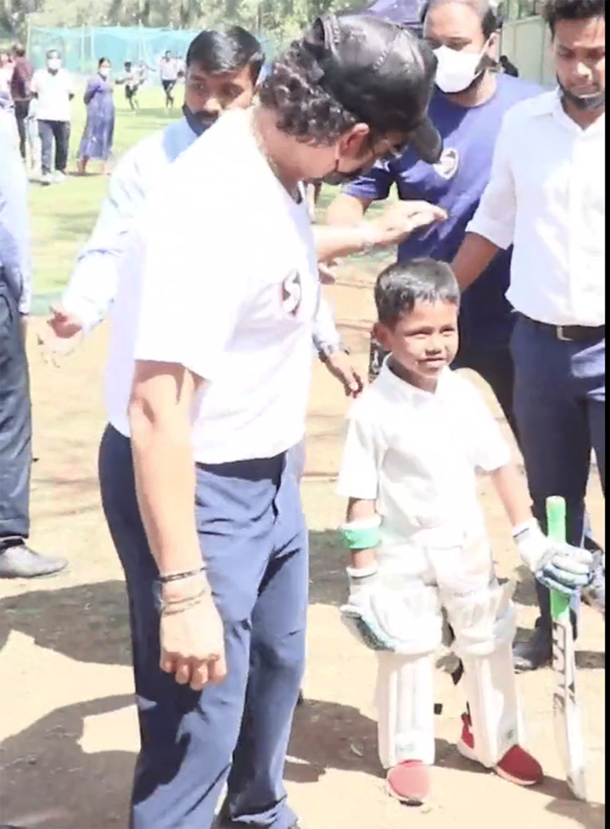 Five-year-old Shahid with Sachin Tendulkar