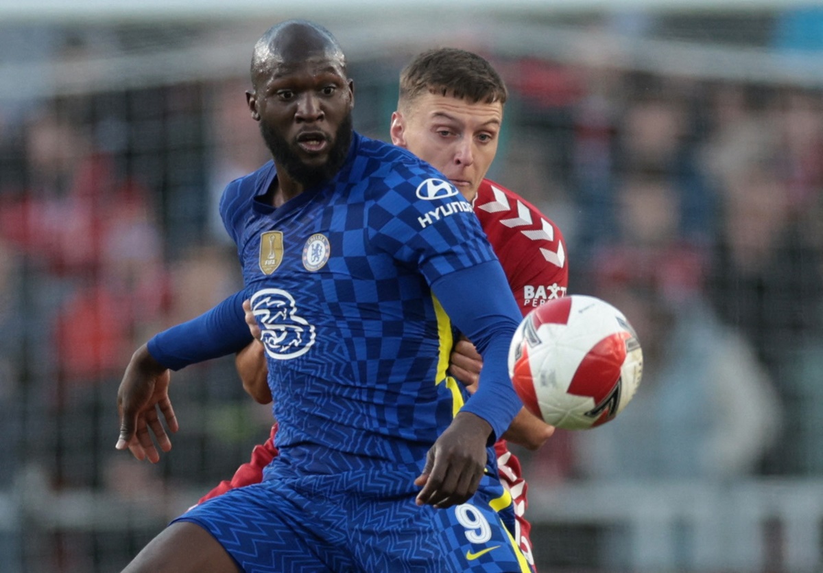 Chelsea's Romelu Lukaku battles for possession with Middlesbrough's Dael Fry during the FA Cup quarter-final, at Riverside Stadium, Middlesbrough, on Saturday.