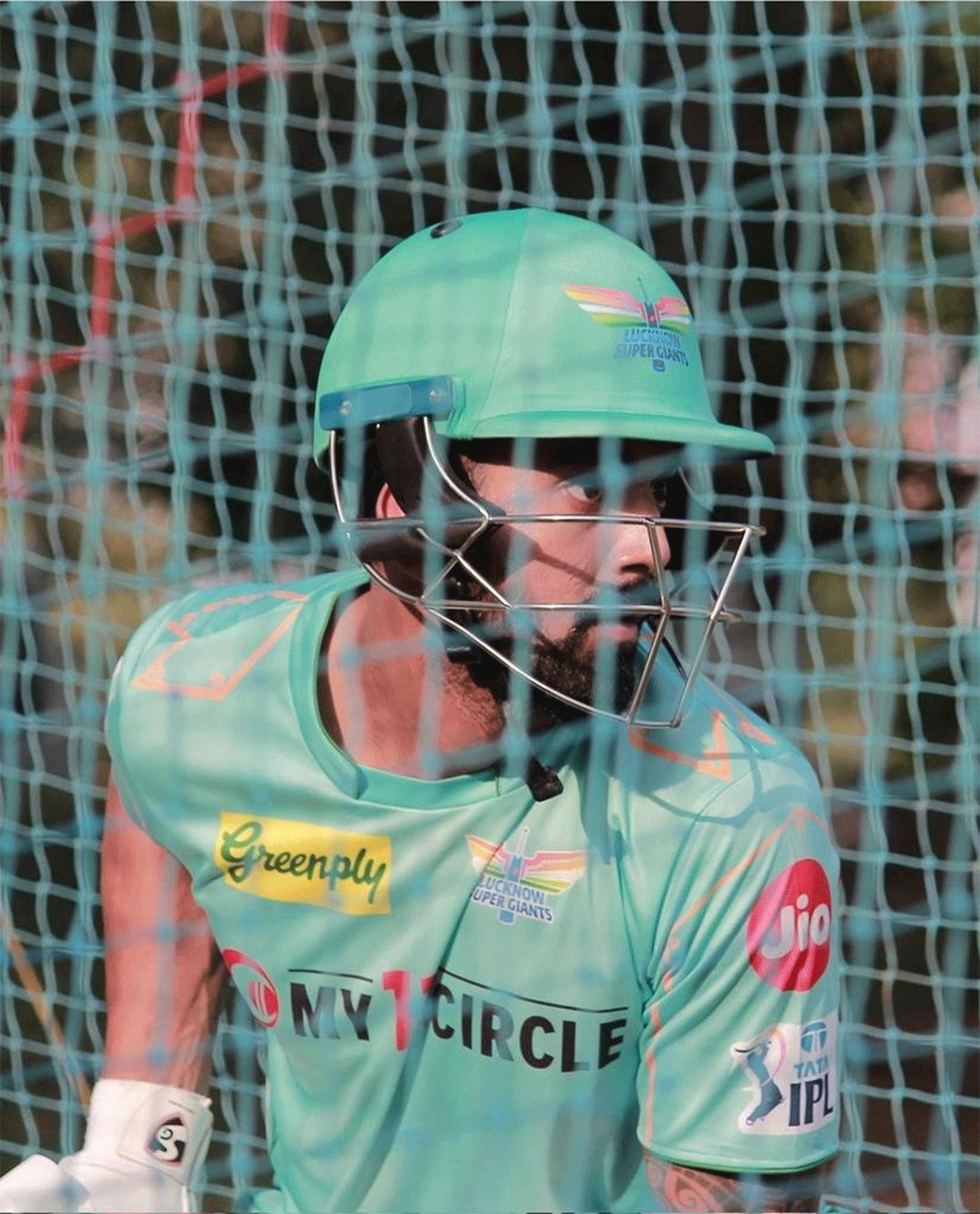 पुणे सुपर जायंट्स के कप्तान केएल राहुल नेट्स पर बल्लेबाजी की 