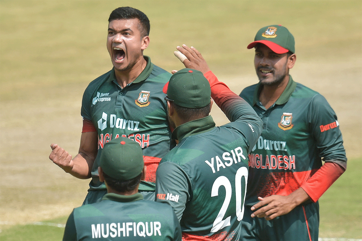 Taskin Ahmed took 5-35 in nine overs to rip the guts out of the South African innings after the home team won the toss and elected to bat.