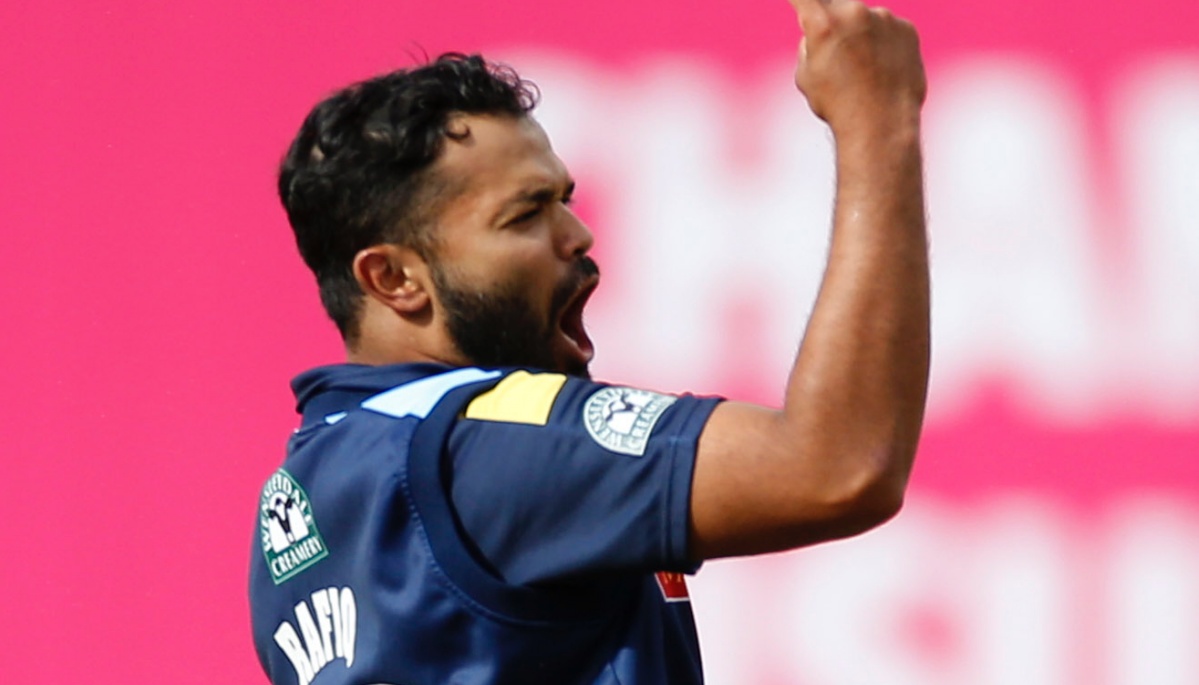 Yorkshire's Azeem Rafiq in action during the Natwest T20 Finals