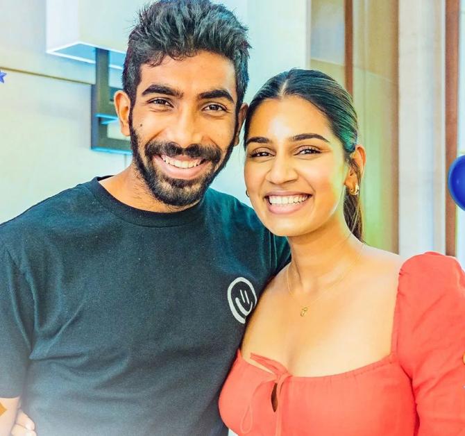 Jasprit Bumrah and Sanjana Ganesan