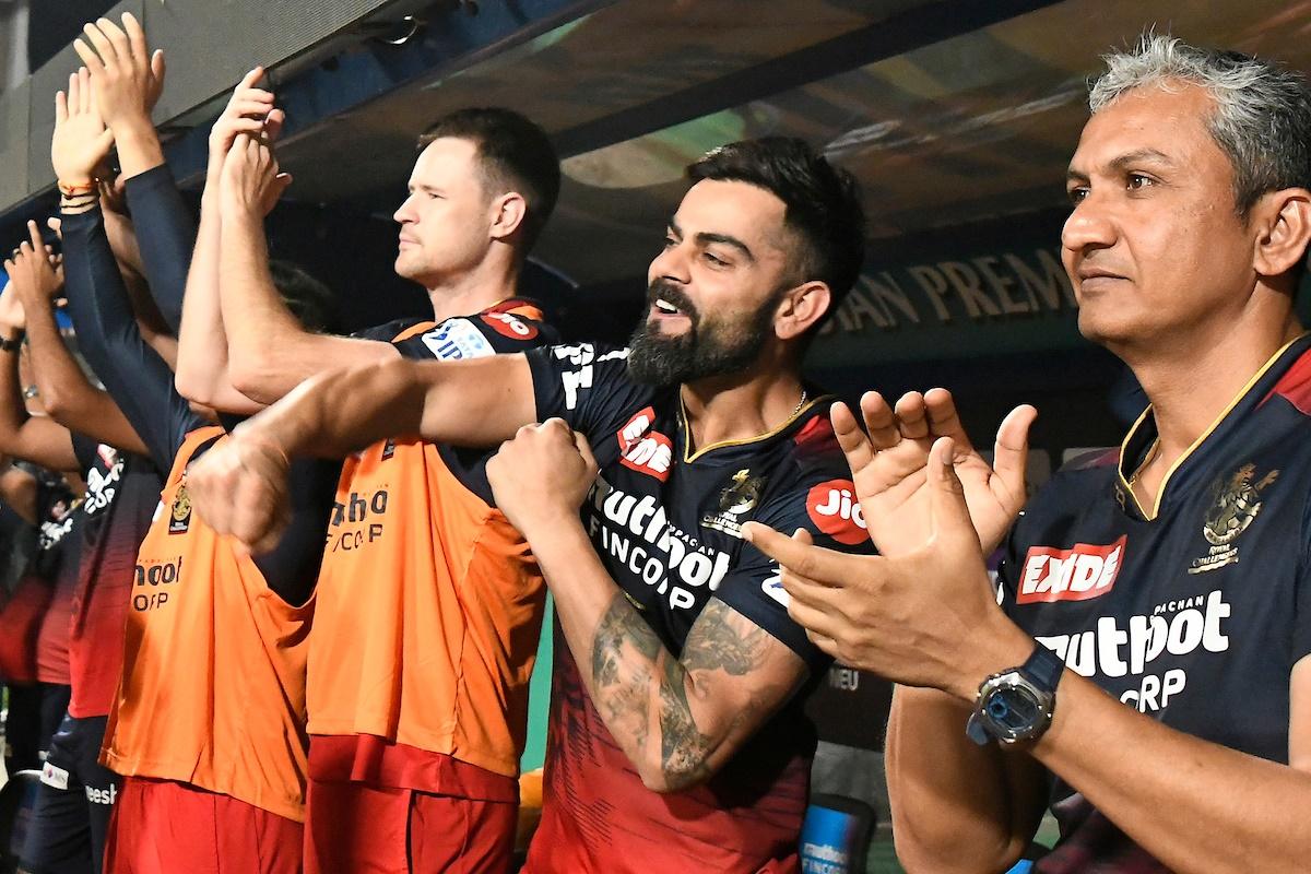 Virat Kohli celebrates Rajat Patidar's century