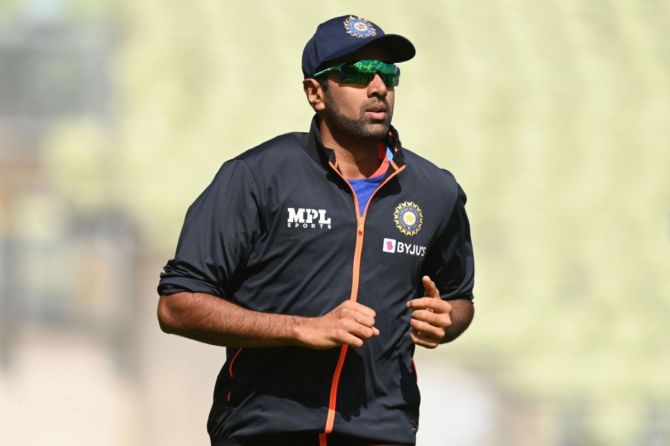 Ravichandran Ashwin of India during a nets session