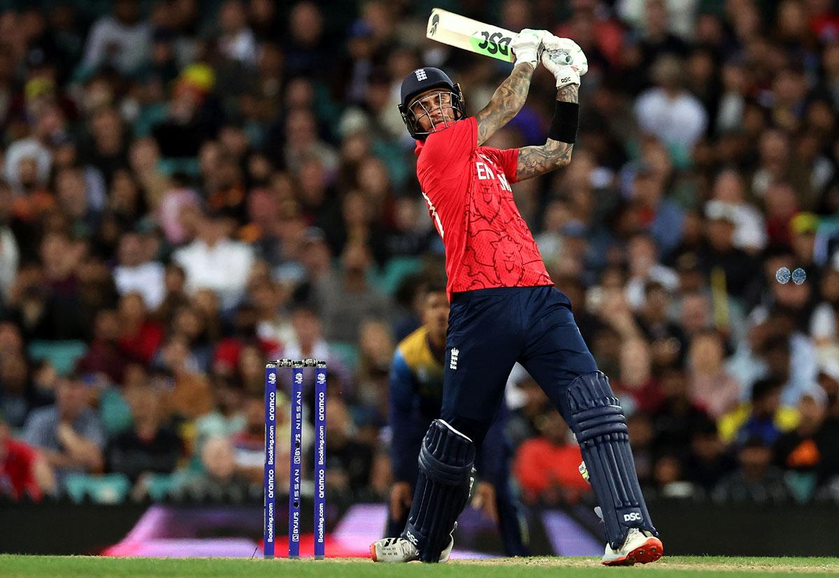 England opener Alex Hales bats.