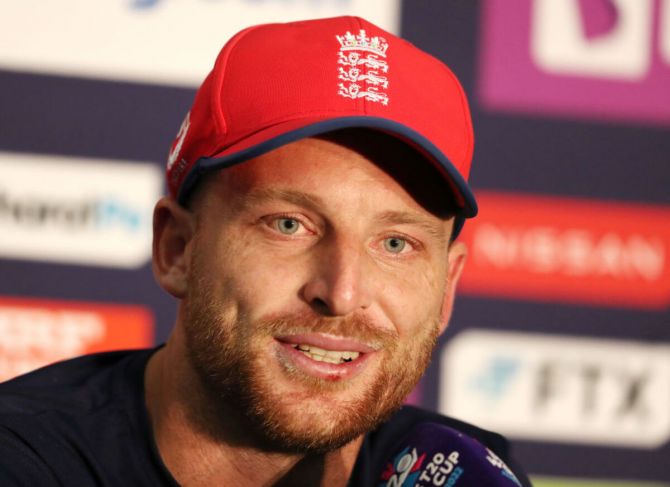 Jos Buttlerr, captain of England during a press conference