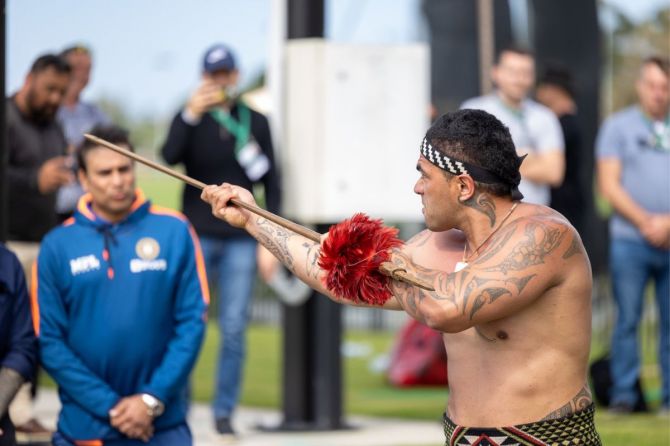 A Maori welcoming the Indian team