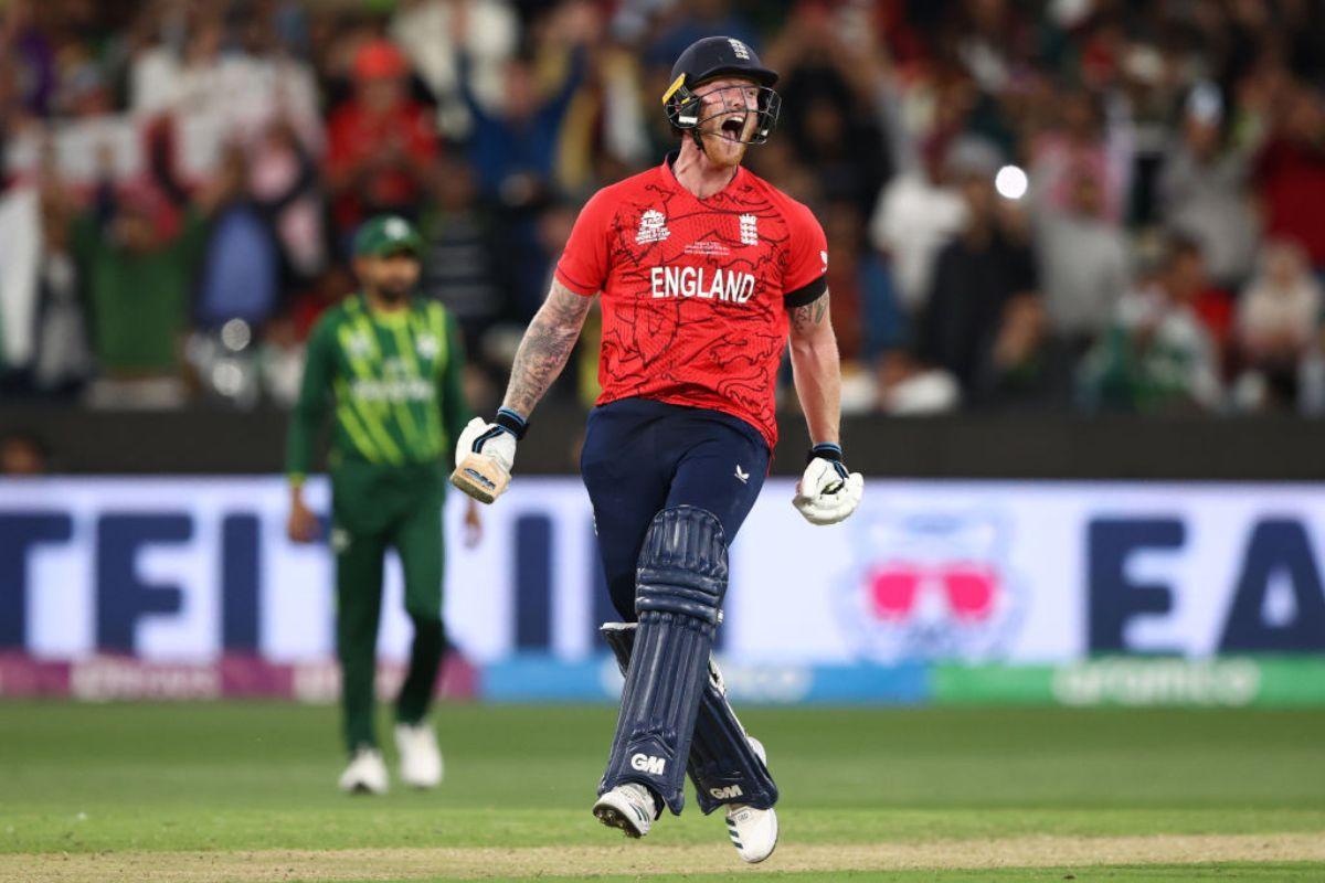 England's Ben Stokes celebrates victory.