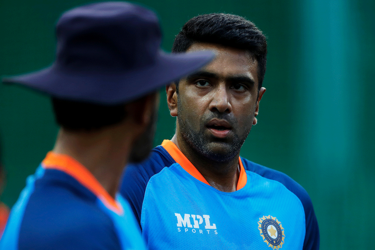 Ravichandran Ashwin in deep discussion