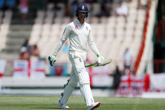 England's Keaton Jennings leaves the pitch after losing his wicket