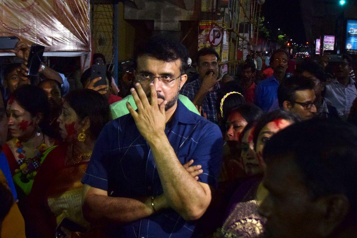 Sourav Ganguly takes part in the Visarjan Padayatra of Goddess Durga, at Barisha Player's Corner, in Kolkata