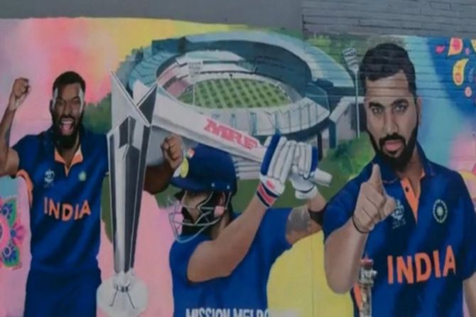 Mural painted by cricket fans in Melbourne