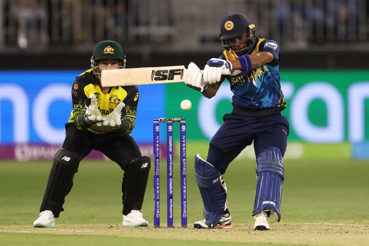 Pathum Nissanka of Sri Lanka bats during the ICC Men's T20 World Cup match